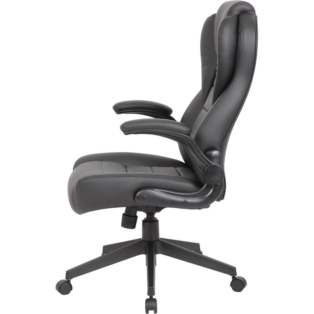 Boss Executive LeatherPlus Chair - Black Vinyl Seat - Black Vinyl Back - High Back - 5-star Base - Armrest - 1 / Carton. Picture 5