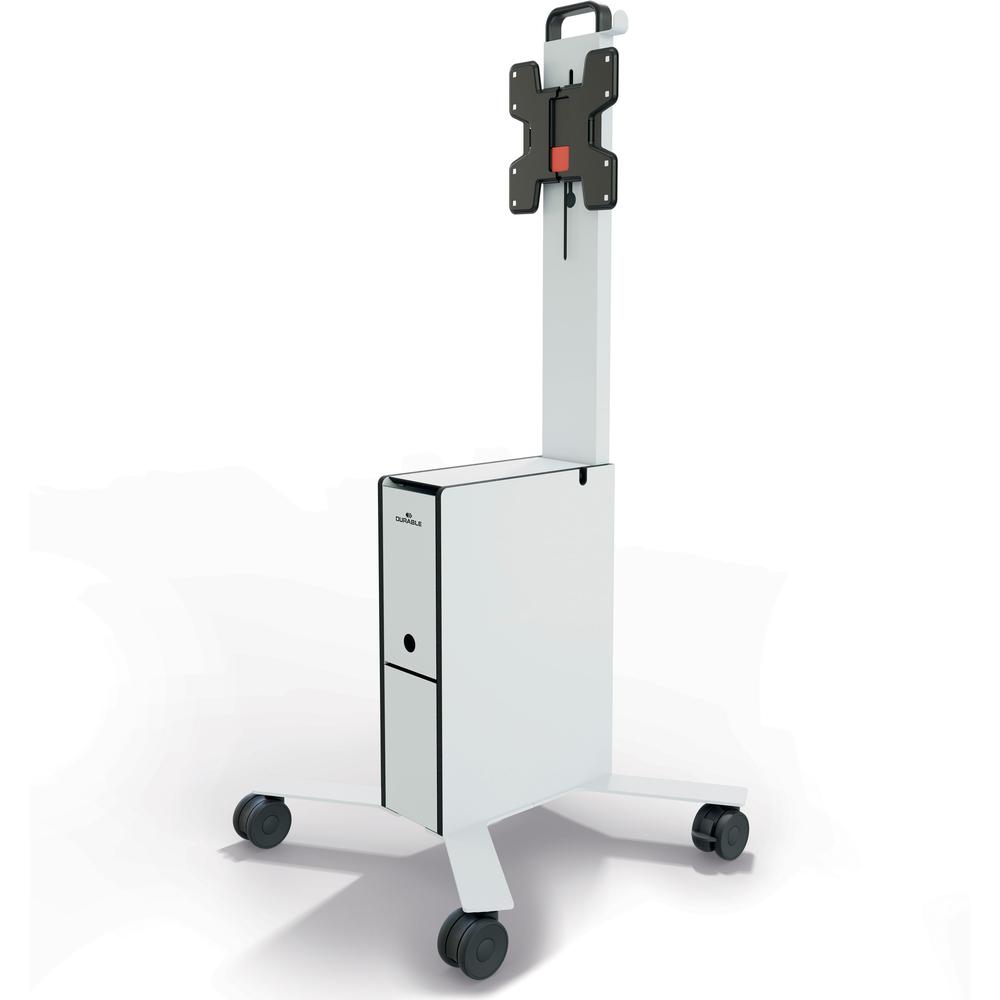 DURABLE COWORKSATION Mobile TV Cart - 3 Shelf - 39.68 lb Capacity - 4 Casters - High Density Fiberboard (HDF) - x 22.5" Width x 22.6" Depth x 50.9" Height - Aluminum Frame - White - 1 Each. Picture 7