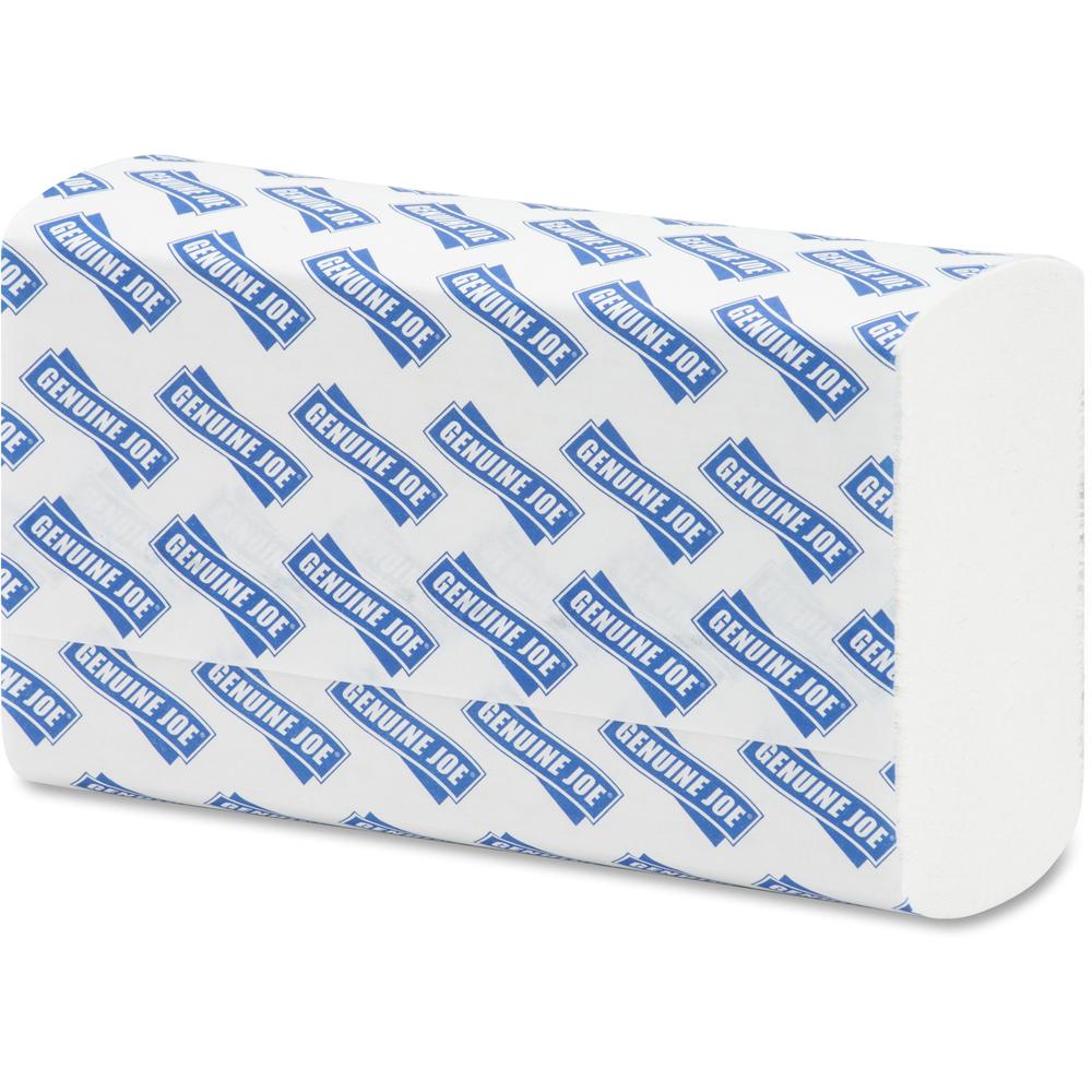 Genuine Joe Multifold Towels - 1 Ply - Multifold - 9.20" x 9.40" - White - Fiber - 250 Per Bundle - 960 / Pallet. Picture 5