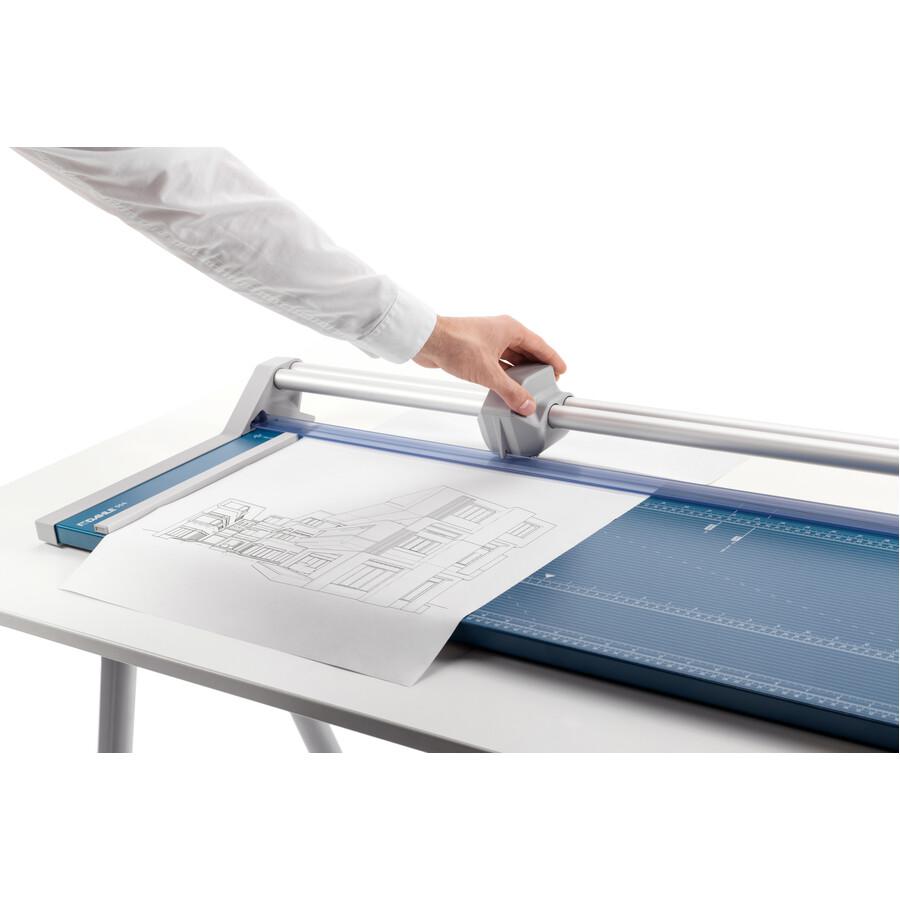 Dahle 556 Professional Rotary Trimmer - Cuts 14Sheet - 37" Cutting Length - 3.4" Height x 15.1" Width - Metal Base, Steel Blade, Plastic, Aluminum - Blue. Picture 2