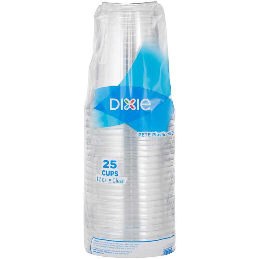 Dixie 12 oz Cold Cups by GP Pro - 25 / Pack - 20 / Carton - Clear - PETE Plastic - Coffee Shop, Soda, Sample, Iced Coffee, Restaurant, Breakroom, Lobby, Cold Drink, Beverage. Picture 2