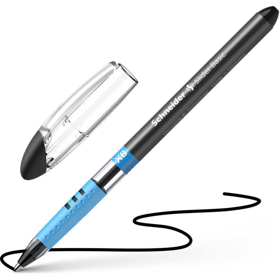 Schneider Slider Basic XB Ballpoint Pen - Extra Broad Pen Point - 1.4 mm Pen Point Size - Black - Transparent Rubberized, Black, Silver Barrel - Stainless Steel Tip - 10 / Pack. Picture 2