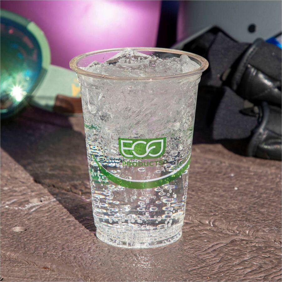 Eco-Products 16 oz GreenStripe Cold Cups - 50 / Pack - Clear, Green - Polylactic Acid (PLA) - Cold Drink. Picture 2
