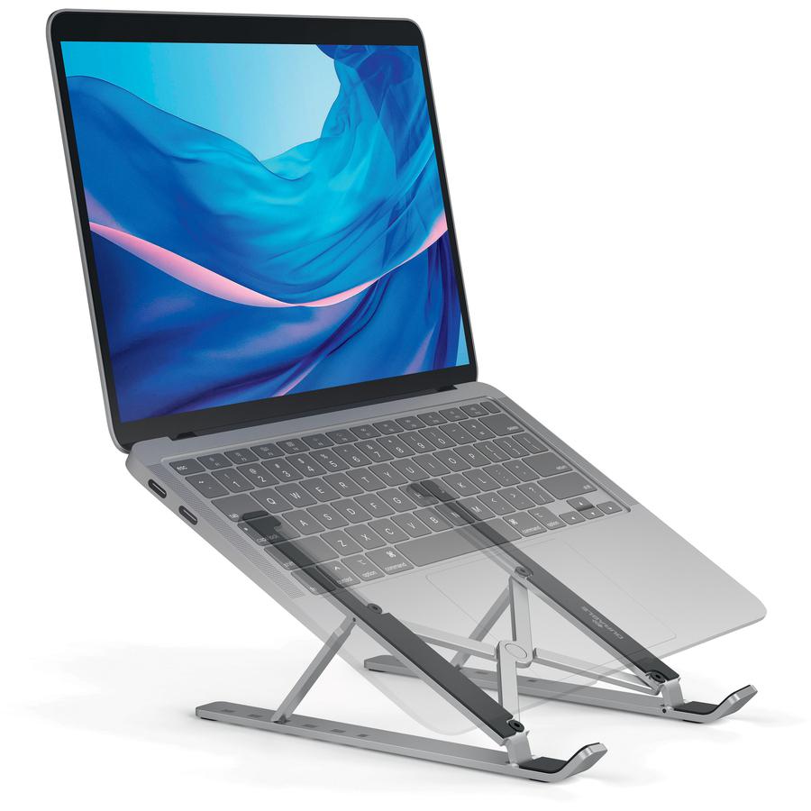 DURABLE Laptop Stand FOLD - Upto 15" Screen Size Notebook Support - Aluminum - Silver. Picture 2