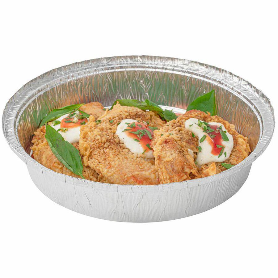 BluTable 9" Round Foil Pans - Food Storage, Food - Silver - Aluminum Body - Round - 500 / Carton. Picture 2