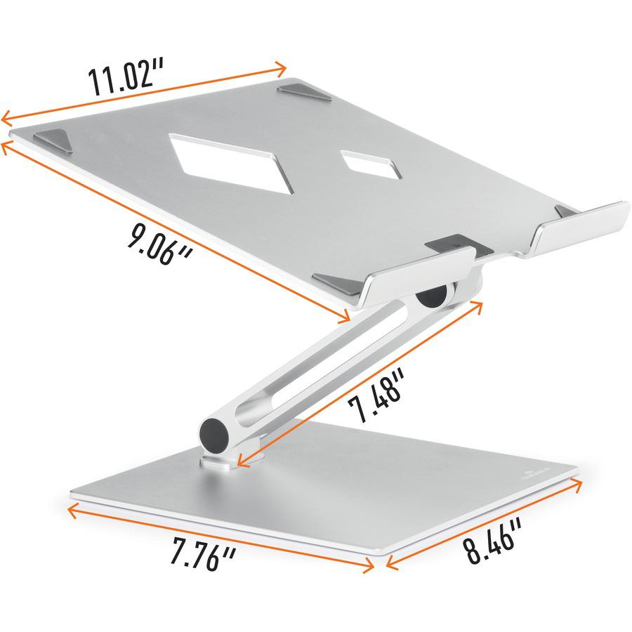 DURABLE RISE Laptop Stand - Up to 17" Screen Support - 12.6" Height x 9.1" Width x 11" Depth - Desktop, Tabletop - Aluminum - Silver. Picture 14