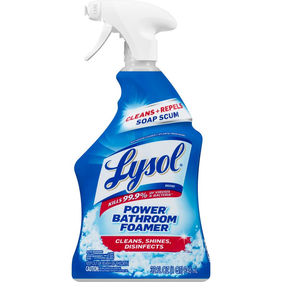 Lysol Bathroom Cleaner Spray - 32 fl oz (1 quart) - Fresh Scent - 12 / Carton - Disinfectant - Clear. Picture 11