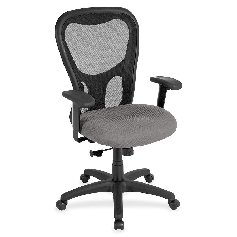 Eurotech Apollo Synchro High Back Chair - Pewter Fabric Seat - 5-star Base - 1 Each. Picture 2
