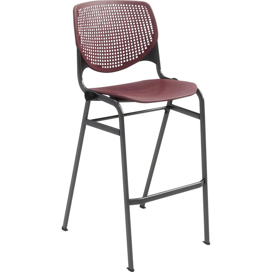 KFI Barstool with Polypropylene Seat and Back - Burgundy Polypropylene Seat - Burgundy Polypropylene Back - Silver Frame - 1 Each. Picture 3