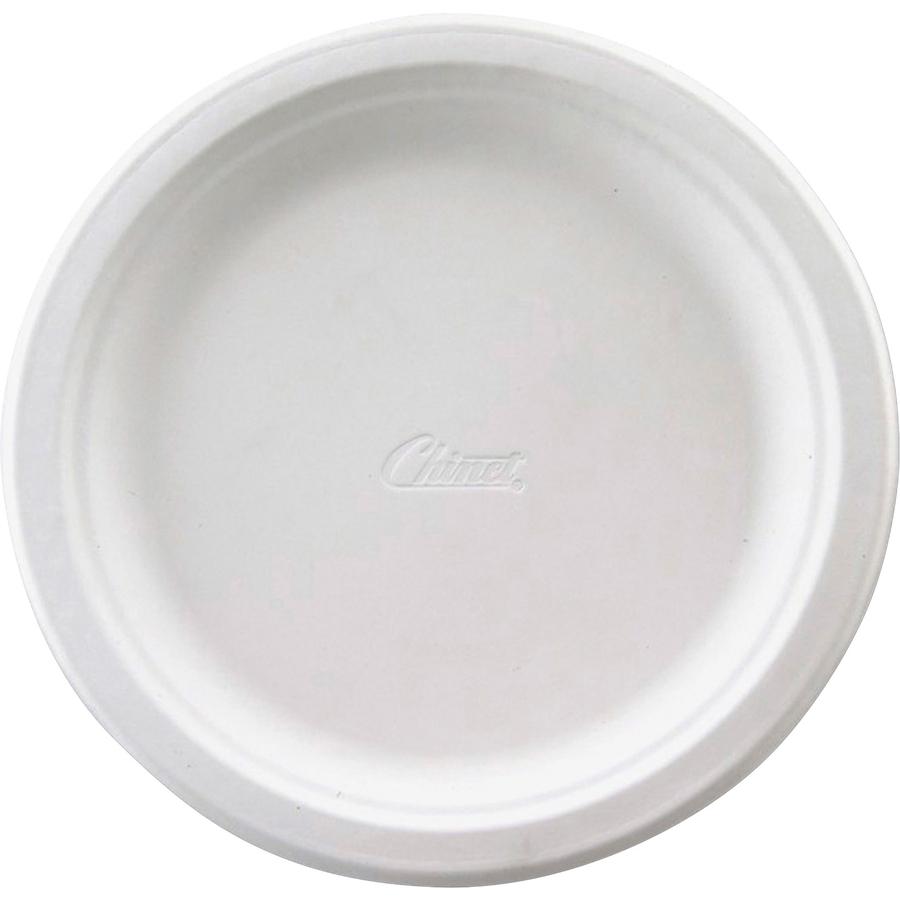 Chinet Classic 9-3/4" Round Plates - Disposable - Microwave Safe - 9.8" Diameter - 500 / Carton. Picture 2