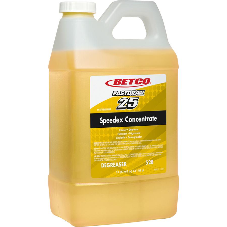 Betco Speedex Heavy Duty Degreaser - FASTDRAW 25 - For Multi Surface - Concentrate - 67.6 fl oz (2.1 quart) - Lemon Scent - 1 Each - Light Amber. Picture 2