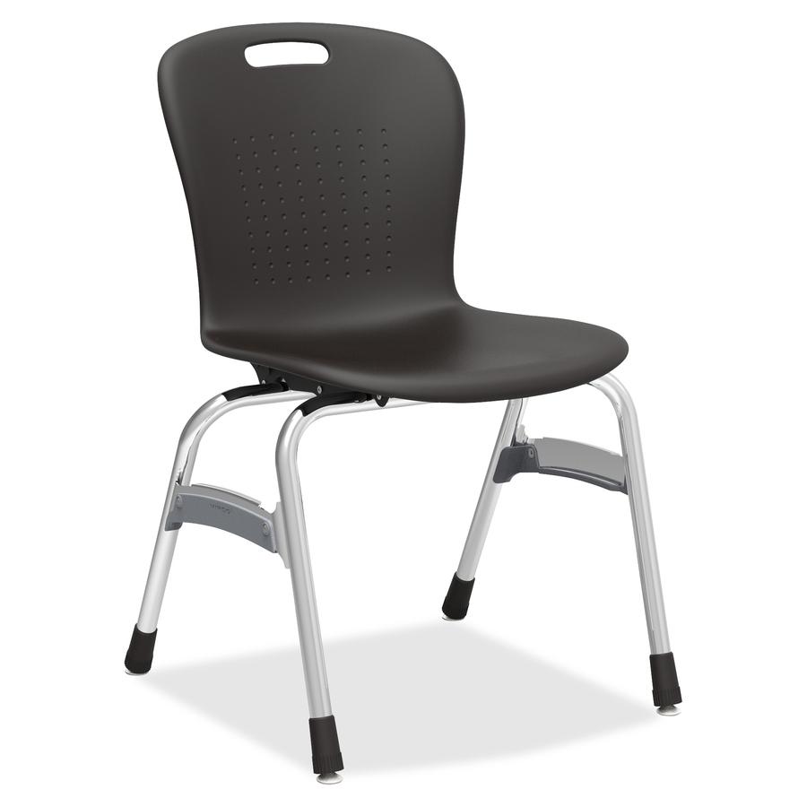Virco Sage Series 4-Leg Stack Chair - Black Seat - Black Back - Chrome Frame - 4 Carton. Picture 2