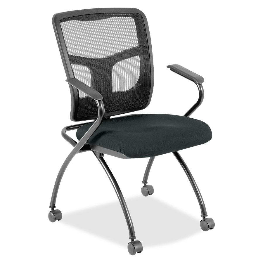 Lorell Task Chair - Black - Vinyl, Fabric - 2 / Carton. Picture 2