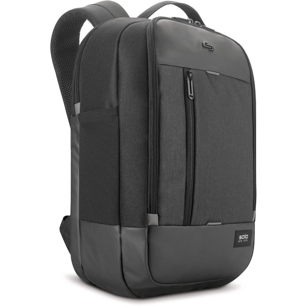 Solo Carrying Case (Backpack) for 17.3" Notebook - Black - Damage Resistant - Mesh Pocket - Shoulder Strap, Handle, Luggage Strap - 18.5" Height x 13" Width x 3.5" Depth - 1 Pack. Picture 5