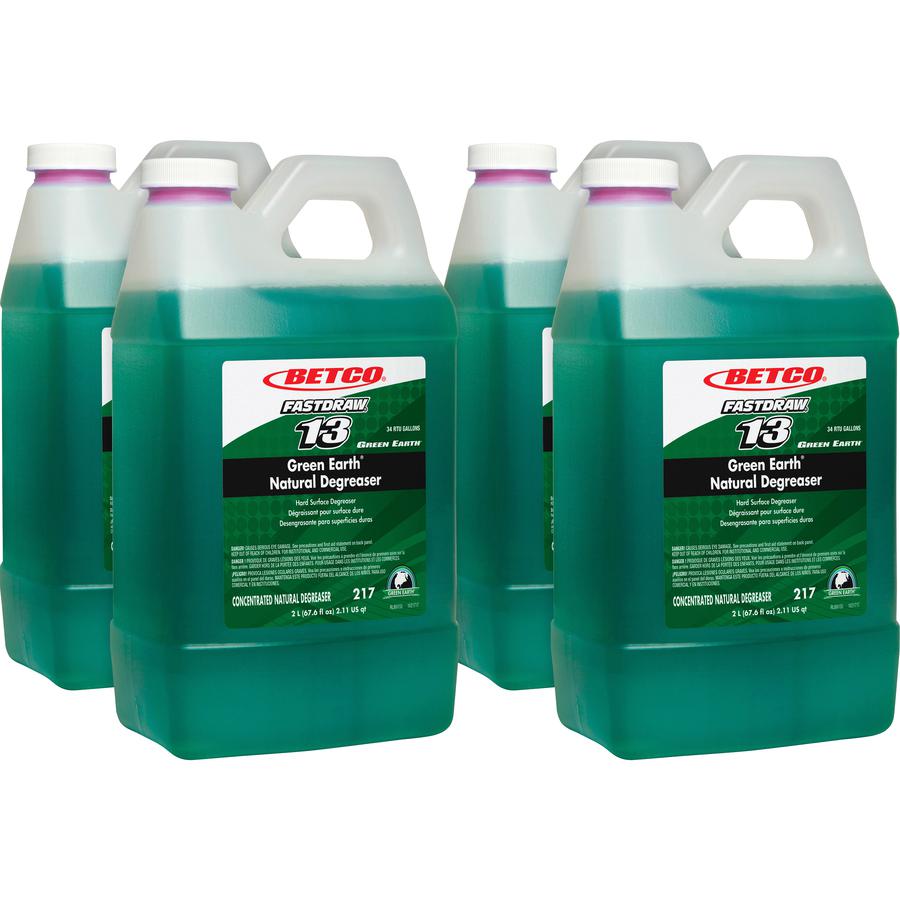 Betco Green Earth Natural Degreaser - FASTDRAW 13 - Concentrate Liquid - 67.6 fl oz (2.1 quart) - 4 / Carton - Dark Green. Picture 3