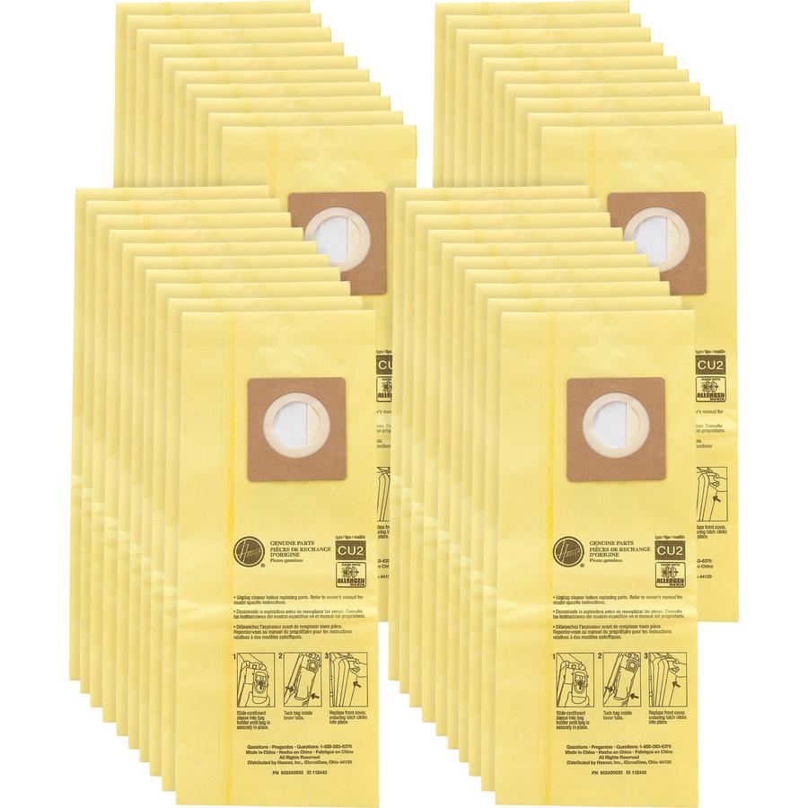 Hoover HushTone Vacuum Bags - 40 / Carton - Disposable, Micro Allergen - Yellow. Picture 3