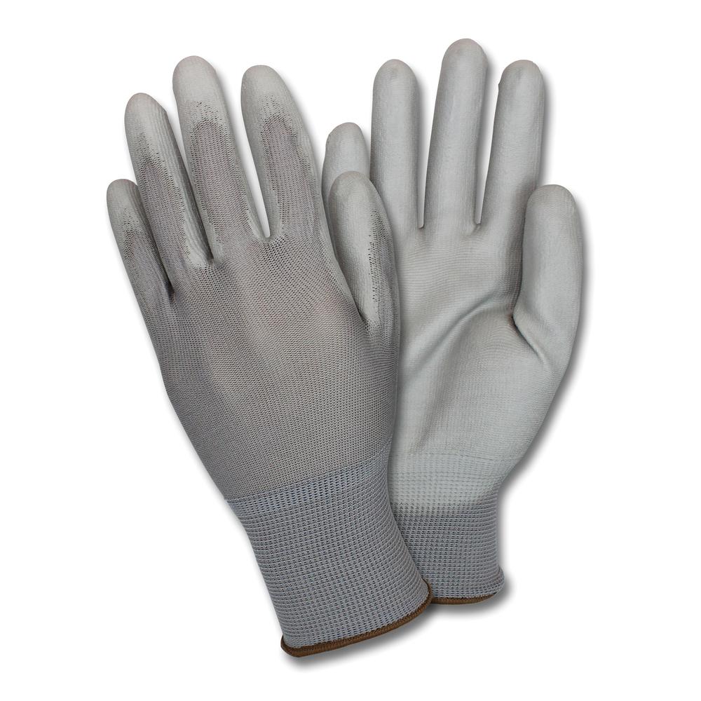 Safety Zone Poly Coated Knit Gloves - Polyurethane Coating - XXL Size - Gray - Knitted, Flexible, Comfortable, Breathable - For Industrial - 1 Dozen. Picture 2