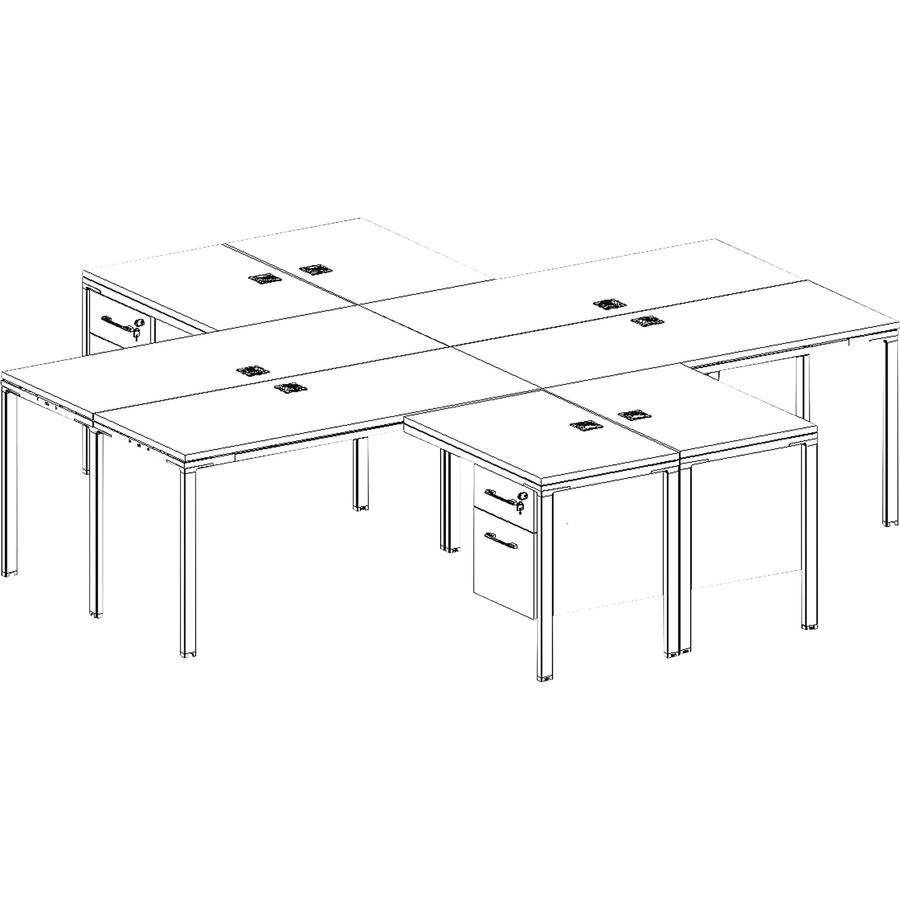 Boss 4 - L Shaped Desk Units, 4 Pedestals - 60" x 24" x 29.5" - Finish: Driftwood. Picture 2