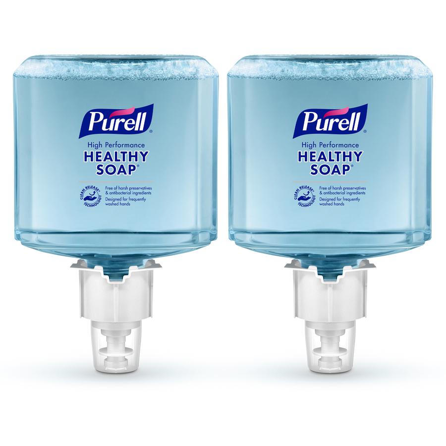 PURELL&reg; CRT HEALTHY SOAP&reg; ES4 High Performance Foam Refill - 40.6 fl oz (1200 mL) - Push-Style Dispenser - Dirt Remover, Kill Germs - Hand, Skin - Clear - Recycled - Dye-free - 2 / Carton. Picture 4