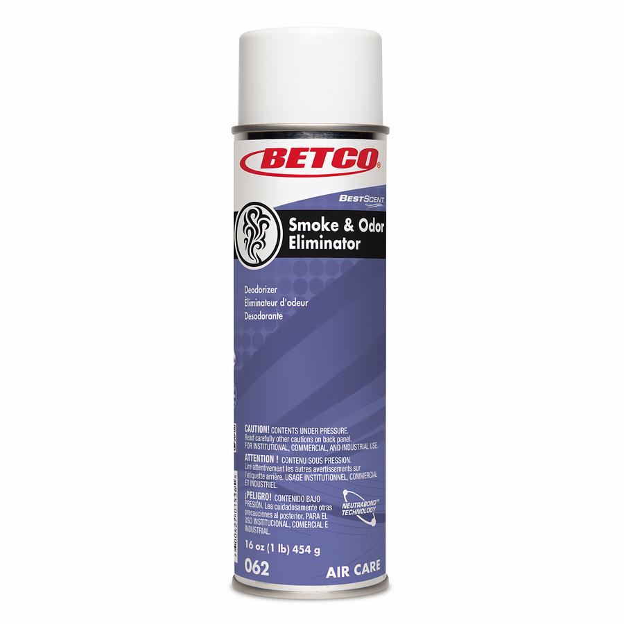 Betco Smoke & Odor Eliminator - Aerosol - 500 Sq. ft. - 16 fl oz (0.5 quart) - Spring & Renewal - 12 / Carton. Picture 2
