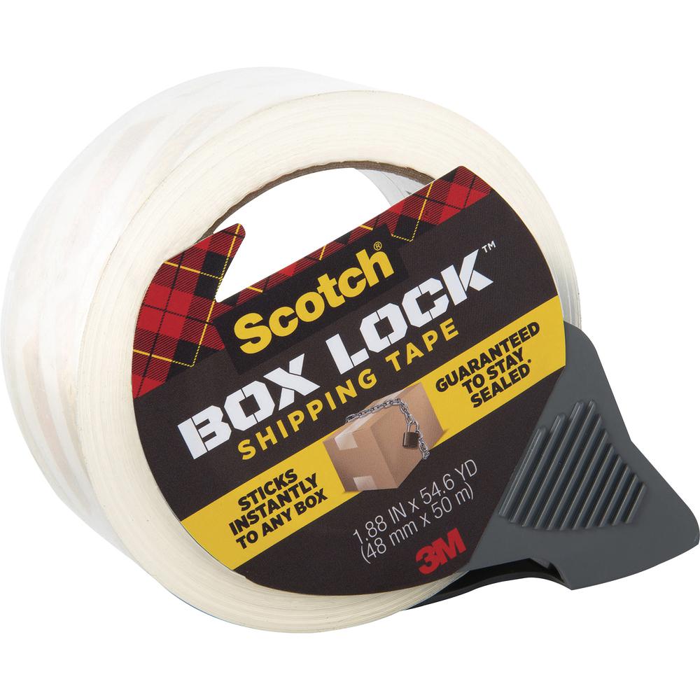 Scotch Box Lock Packaging Tape - 54.60 yd Length x 1.88" Width - Dispenser Included - 1 / Roll - Clear. Picture 3