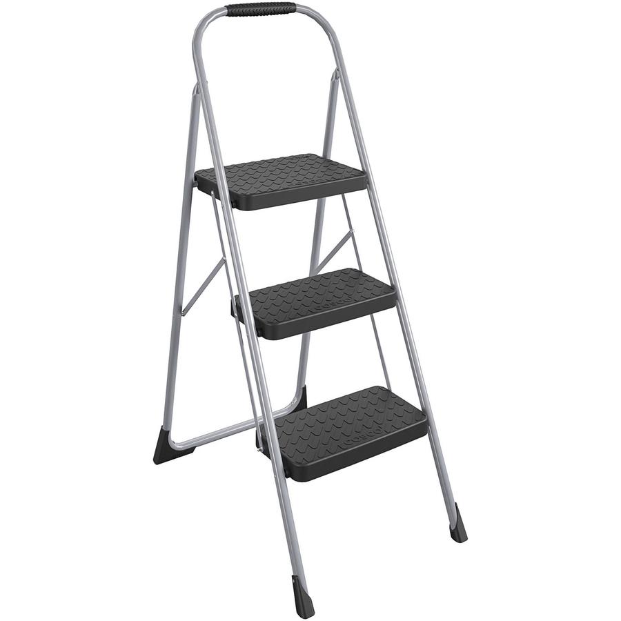 Cosco Ultra-Thin 3-Step Ladder - 3 Step - 200 lb Load Capacity52.8" - Black, Platinum. Picture 11