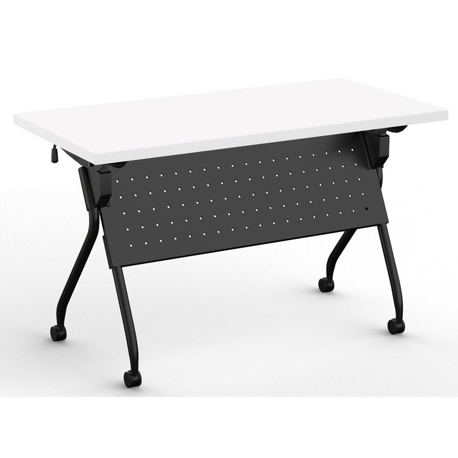 Special-T Transform-2 Flip & Nest Table - White Rectangle Top - Black Cross Beam Base x 48" Table Top Width x 24" Table Top Depth x 1.25" Table Top Thickness - 30" Height - Assembly Required - Steel -. Picture 3