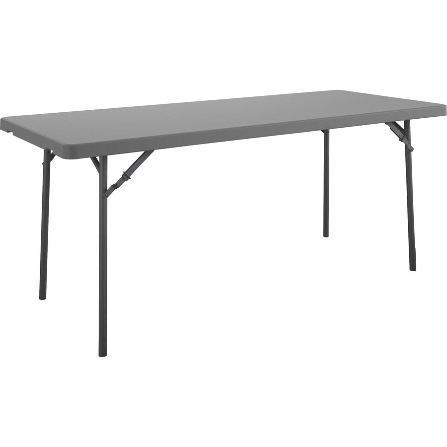 Cosco Zown Corner Blow Mold Large Folding Table - 4 Legs - 4" Table Top Length x 60" Table Top Width - 29.25" Height - Gray - High-density Polyethylene (HDPE), Resin. Picture 2