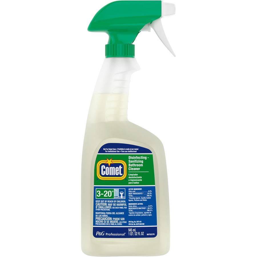 Comet Disinfecting Bath Cleaner - Ready-To-Use - 32 fl oz (1 quart) - Citrus Scent - 1 Bottle - Non-abrasive, Rinse-free, Deodorize, Scrub-free - Green. Picture 2