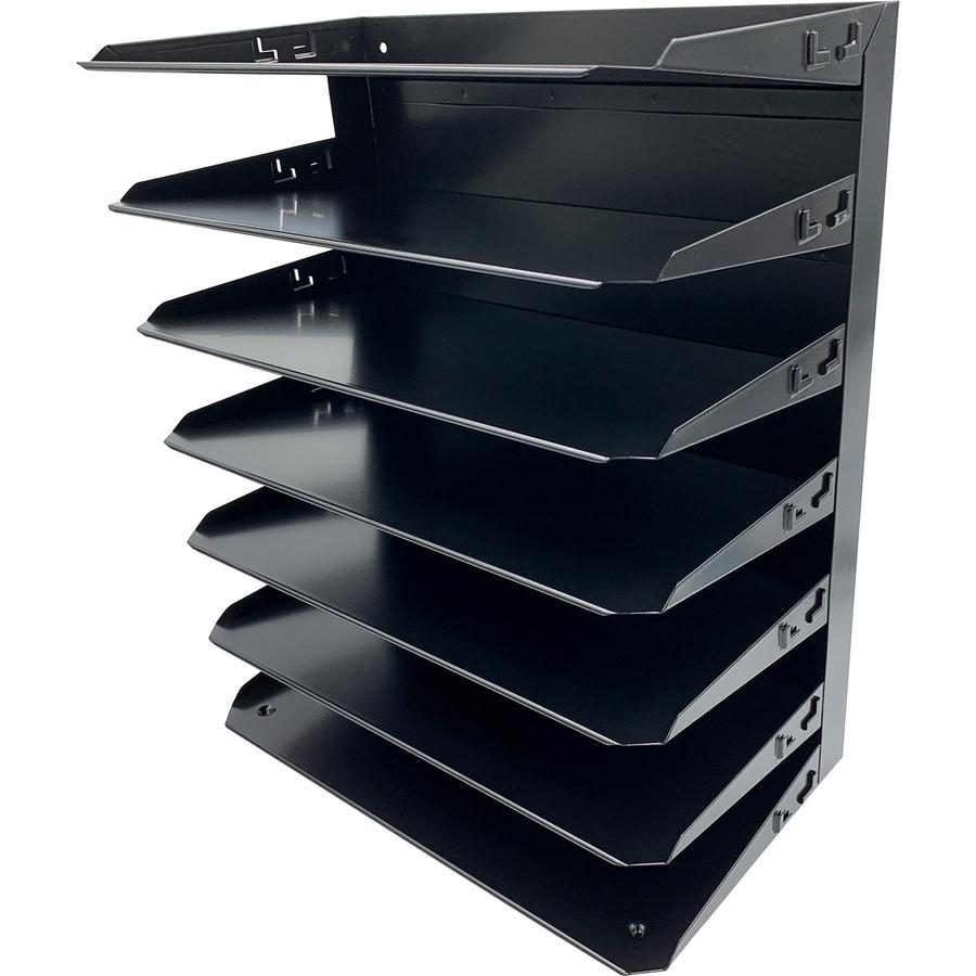 Huron Horizontal Slots Desk Organizer - 7 Compartment(s) - 15" Height x 15" Width x 8.8" Depth - Durable - Black - Steel - 1 Each. Picture 5