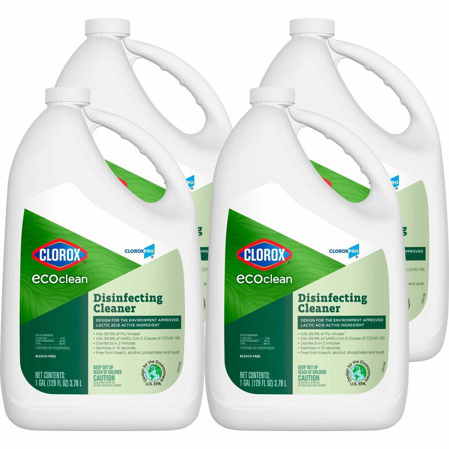 CloroxPro&trade; EcoClean Disinfecting Cleaner Refill - Ready-To-Use - 128 fl oz (4 quart) - 4 / Carton - Disinfectant, Bleach-free, Alcohol-free, Phosphate-free - Green, White. Picture 11
