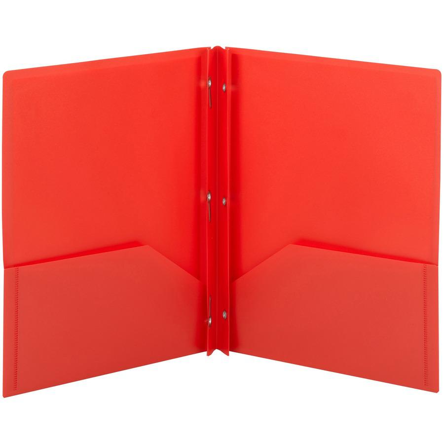 Smead Poly Two-Pocket Folders with Fasteners - Letter - 8 1/2" x 11" Sheet Size - 50 Sheet Capacity - 2 Pocket(s) - Polypropylene - Red. Picture 7