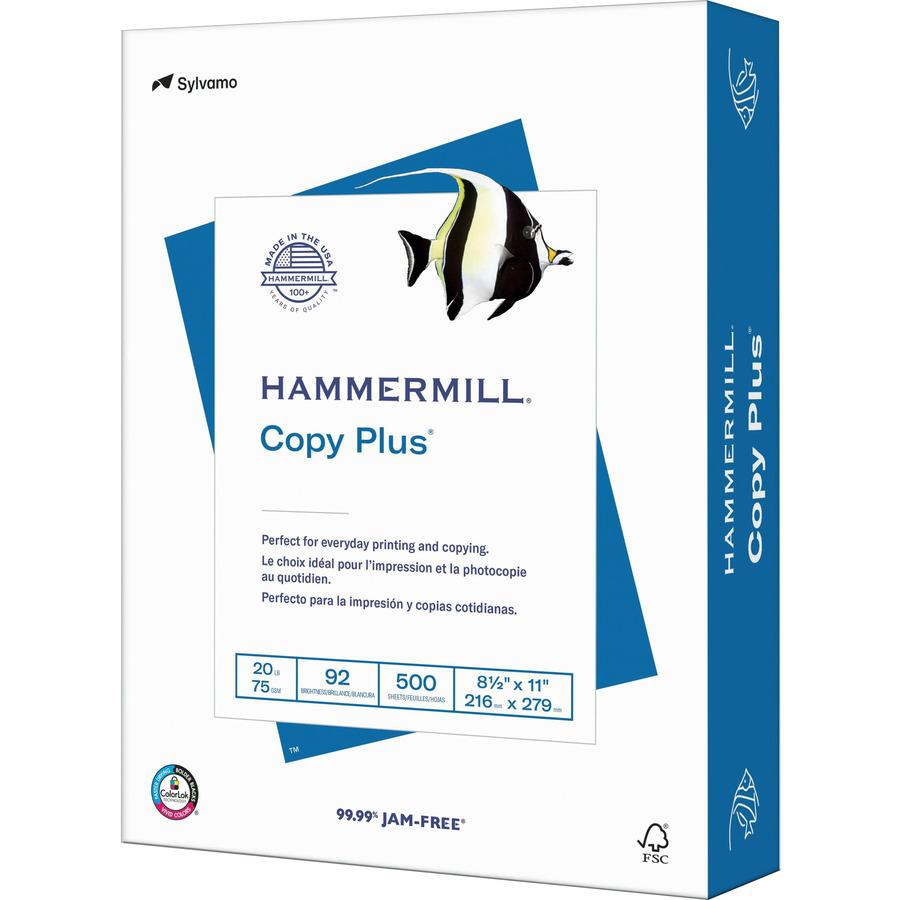 Hammermill Copy Plus Paper - White - 92 Brightness - Letter - 8 1/2" x 11" - 20 lb Basis Weight - 400 / Pallet - 500 Sheets per Ream - Acid-free, Quick Drying - White. Picture 4