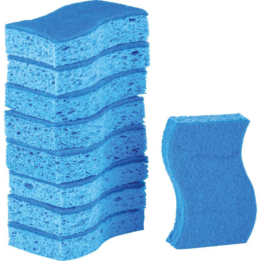 Scotch-Brite Non-Scratch Scrub Sponges - 0.8" Height x 4.3" Width x 2.8" Depth - 9/Pack - Cellulose - Blue. Picture 7