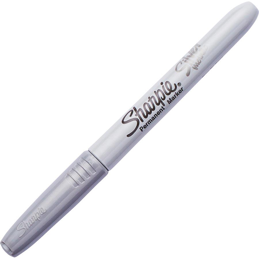 Sharpie Metallic Permanent Markers - Fine Marker Point - Metallic Silver Liquid Ink - Gray Barrel - 36 / Box. Picture 4
