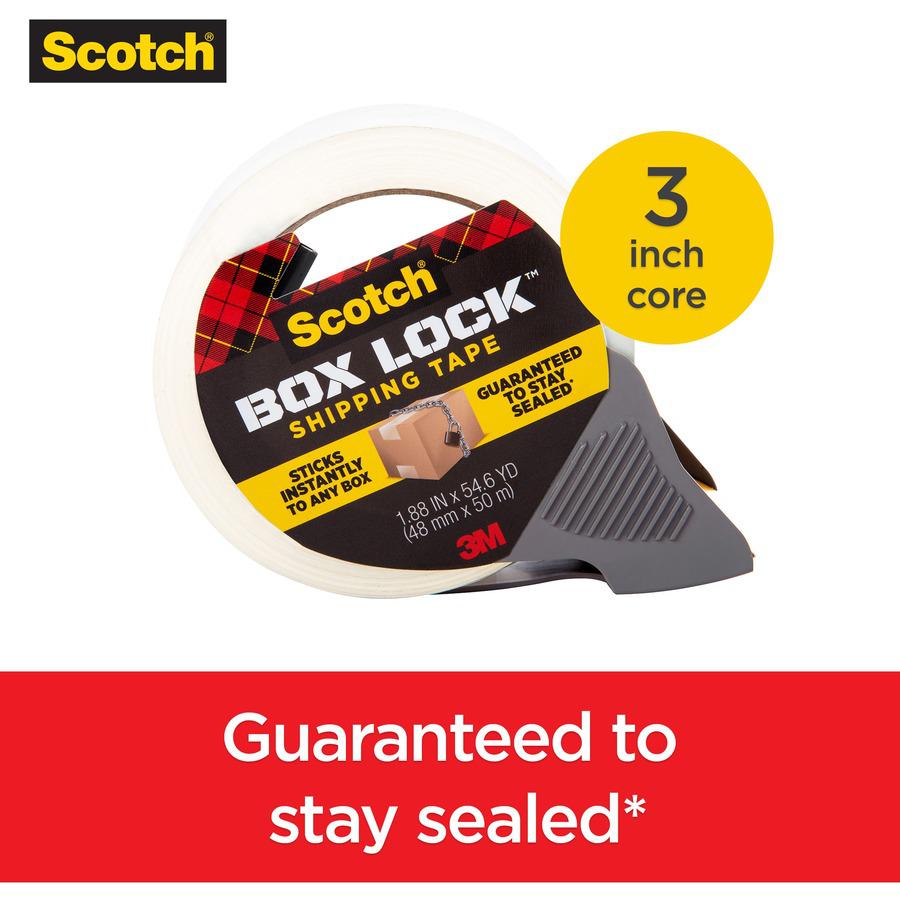 Scotch Box Lock Packaging Tape - 54.60 yd Length x 1.88" Width - Dispenser Included - 1 / Roll - Clear. Picture 5