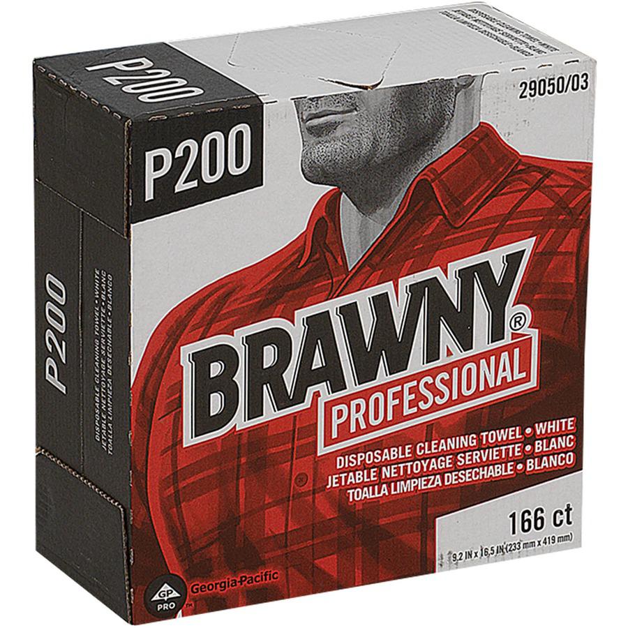 Brawny&reg; Professional P200 Disposable Cleaning Towels - 4 Ply - Quarter-fold - 9.20" x 16.50" - 830 Sheets - Brown - Paper - 166 Per Box - 5 / Carton. Picture 3