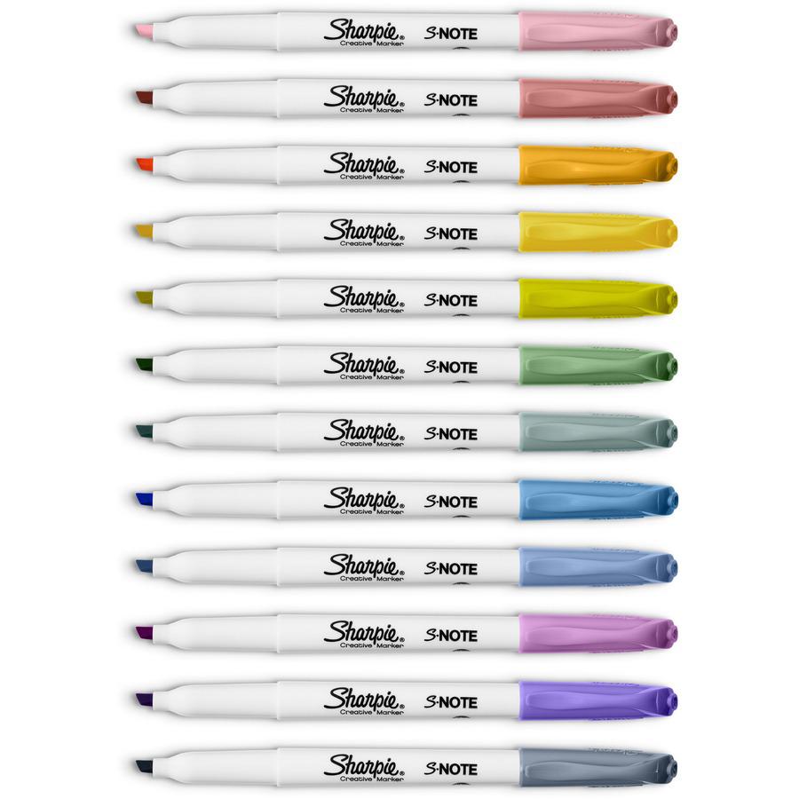 Sharpie S-Note Creative Markers - Broad Marker Point - Chisel Marker Point Style - Assorted - 12 / Pack. Picture 9