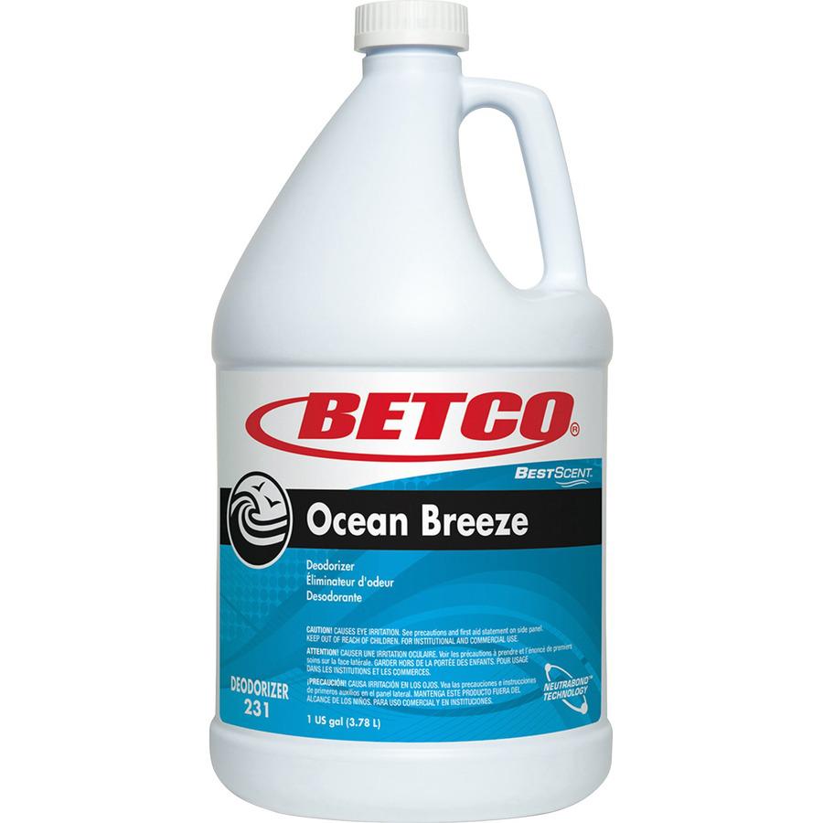 Betco Best Scent Ocean Breeze Deodorizer - Liquid - 1000 Sq. ft. - 128 fl oz (4 quart) - Ocean Breeze - 4 / Carton - VOC-free. Picture 3