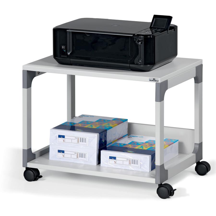 DURABLE System 48 Multifunction Trolley - 2 Shelf - 4 Casters - Plastic, Steel, Melamine Faced Chipboard (MFC) - x 23.6" Width x 17" Depth x 18.8" Height - Metal Frame - Gray - 1 Each. Picture 9
