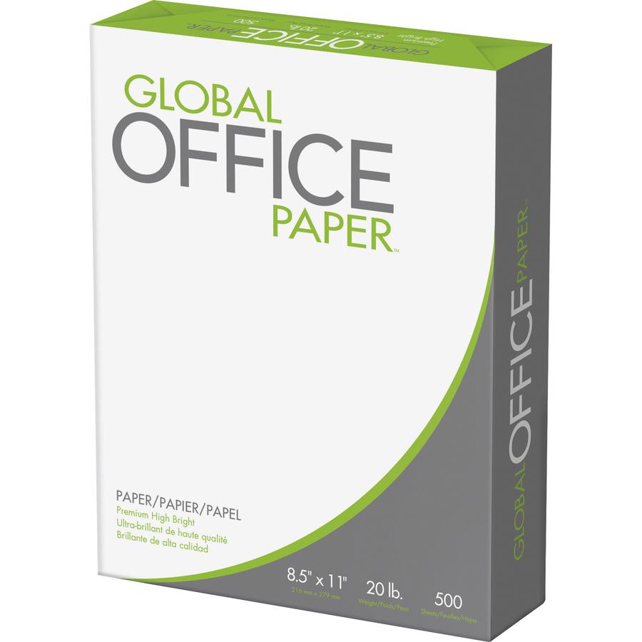 Global Office Premium Multipurpose Paper - White - Letter - 8 1/2" x 11" - 20 lb Basis Weight - 10 / Carton (500 - High Brightness. Picture 4