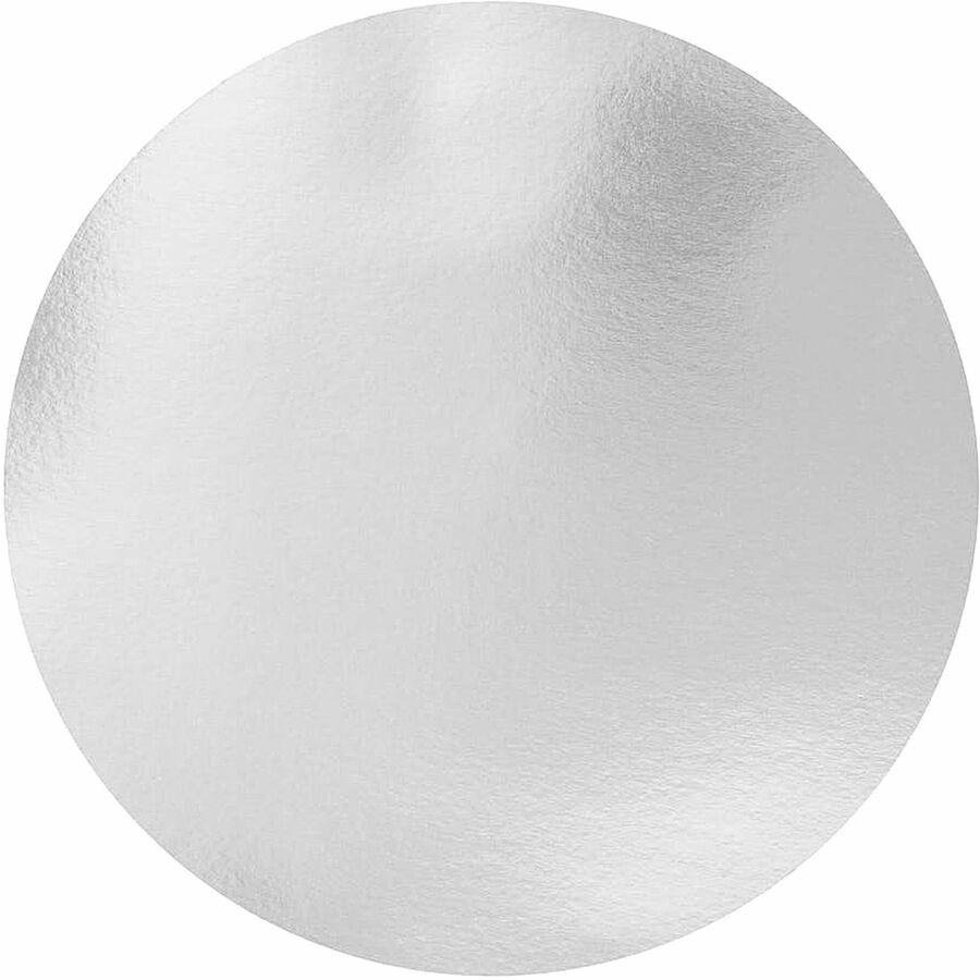 BluTable 9" Round Foil Pan Flat Board Lids - Round - 500 / Carton - White, Silver. Picture 7