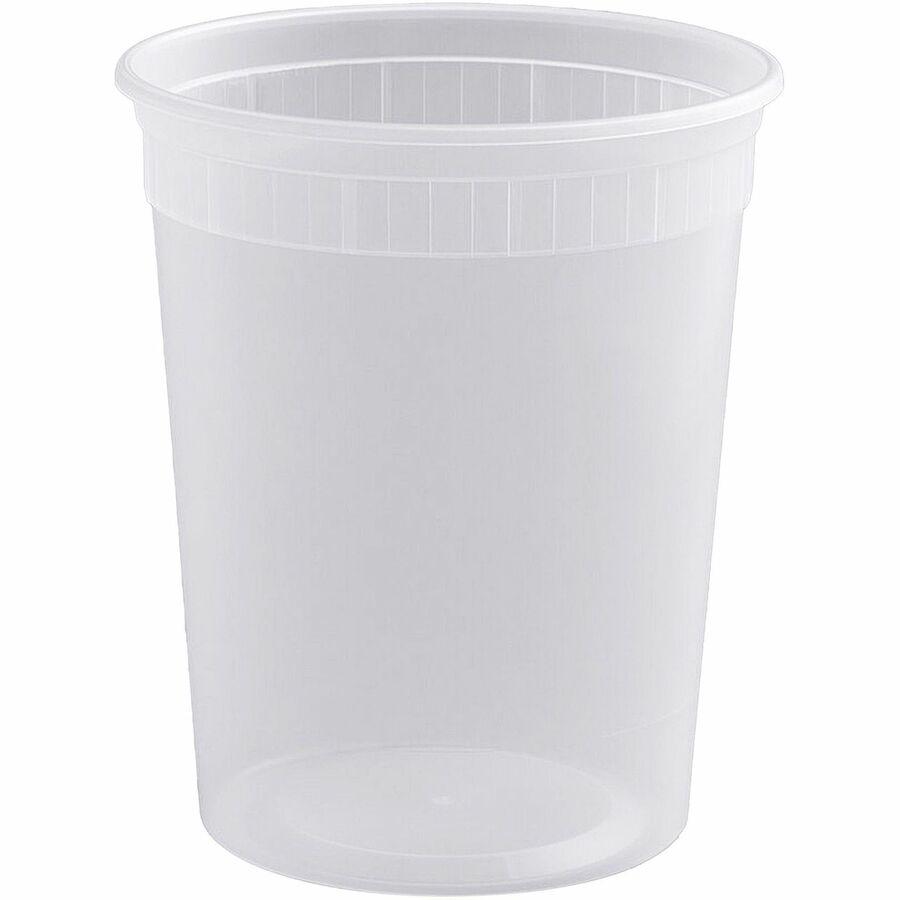 BluTable 32 oz Round Deli Tub Containers - Food, Food Storage - Microwave Safe - Clear - Round - 500 / Carton. Picture 7