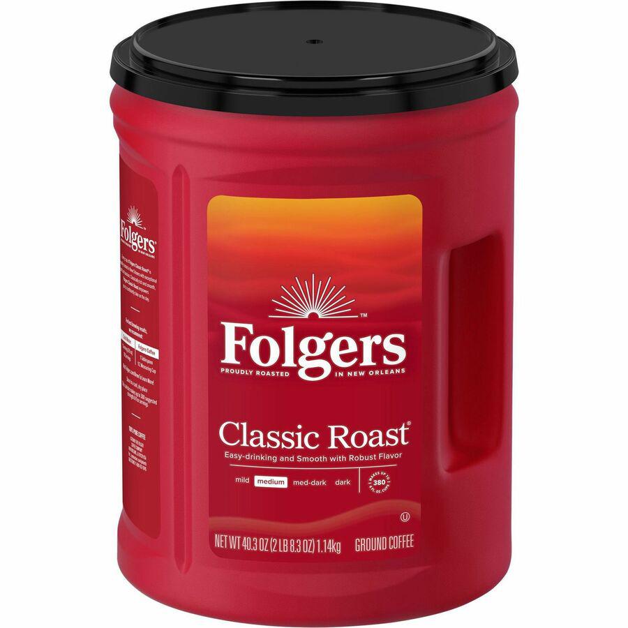 Folgers Ground Canister Classic Roast Coffee - Medium - 6 / Carton. Picture 17