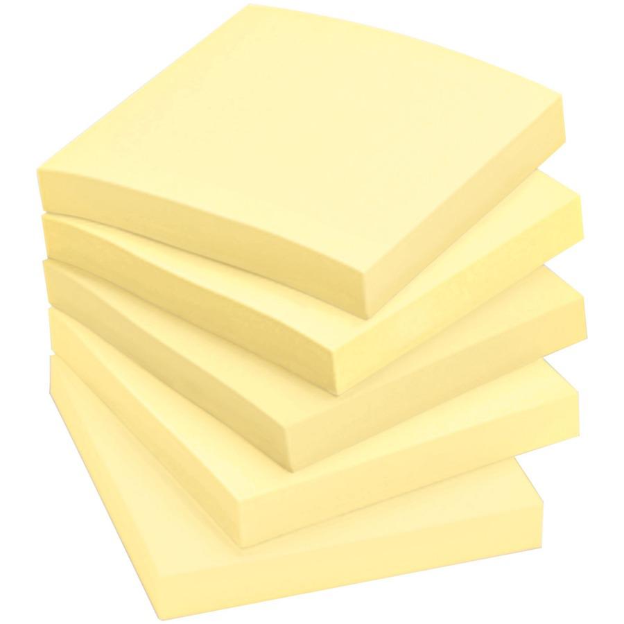 Post-it&reg; Notes Value Pack - 100 - 3" x 3" - Square - Unruled - Canary - Self-adhesive - 5 / Pack. Picture 4