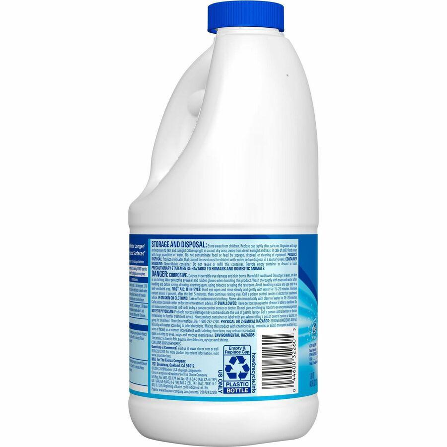 Clorox Disinfecting Bleach - Concentrate - 43 fl oz (1.3 quart) - Regular Scent - 6 / Carton - Deodorize, Disinfectant - White. Picture 10