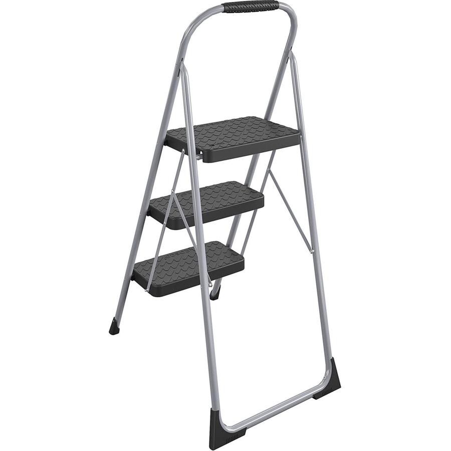 Cosco Ultra-Thin 3-Step Ladder - 3 Step - 200 lb Load Capacity52.8" - Black, Platinum. Picture 5
