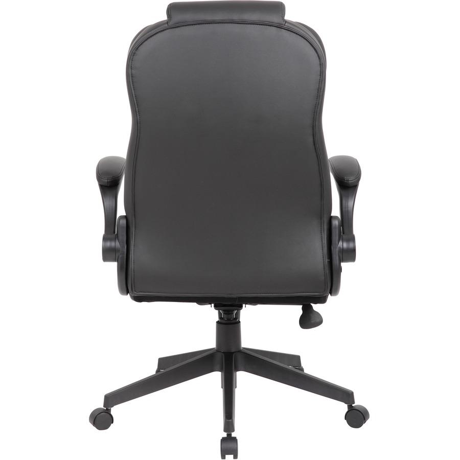 Boss Executive LeatherPlus Chair - Black Vinyl Seat - Black Vinyl Back - High Back - 5-star Base - Armrest - 1 / Carton. Picture 8
