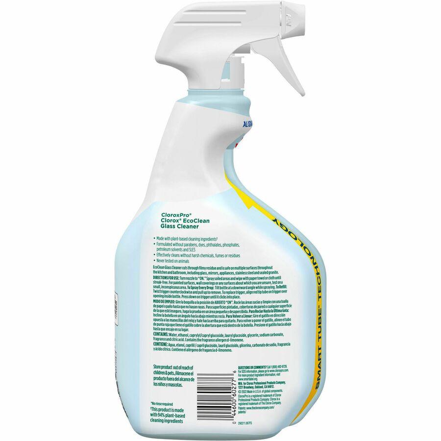 CloroxPro&trade; EcoClean Glass Cleaner Spray - 32 fl oz (1 quart) - 9 / Carton - Streak-free, Paraben-free, Ammonia-free, Dye-free, Phthalate-free, Solvent-free, Fume-free, Chemical-free - Green, Blu. Picture 7