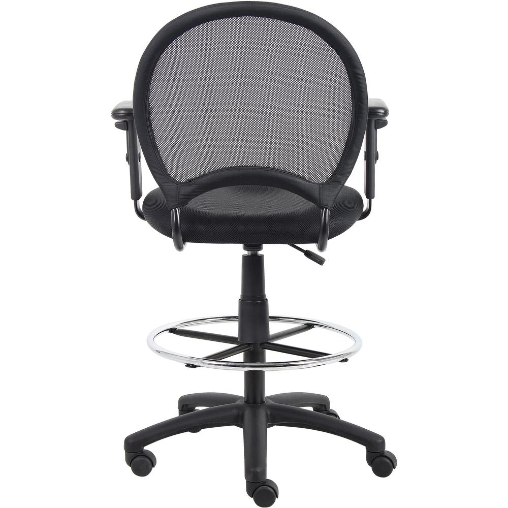 Boss B16216 Drafting Chair - Black Mesh Seat - Black Ballistic Nylon, Metal Back - Black, Chrome Nylon Frame - 5-star Base - 1 Each. Picture 5